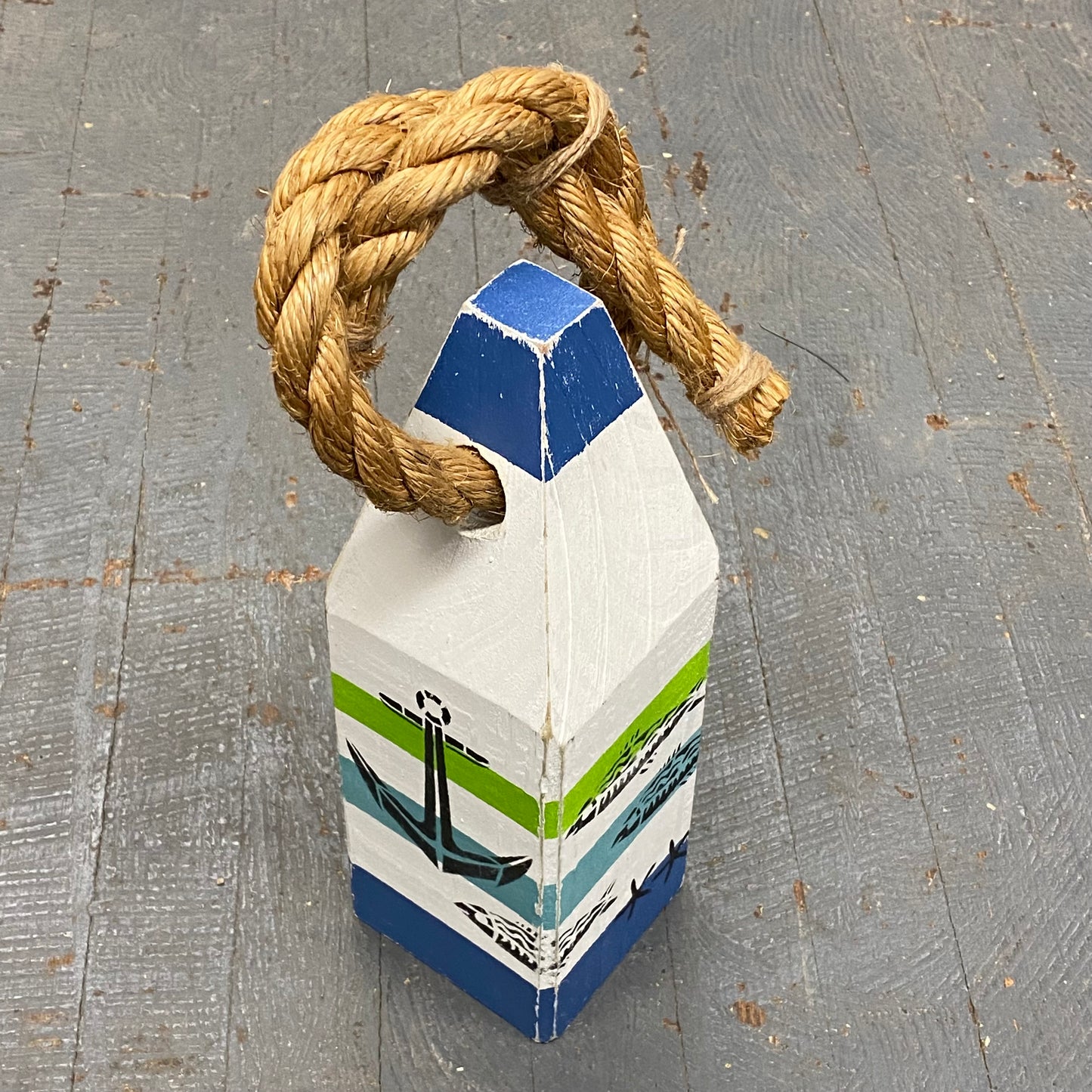 Love Life Nautical Boat Buoy Wood Pylon Painted Decoration