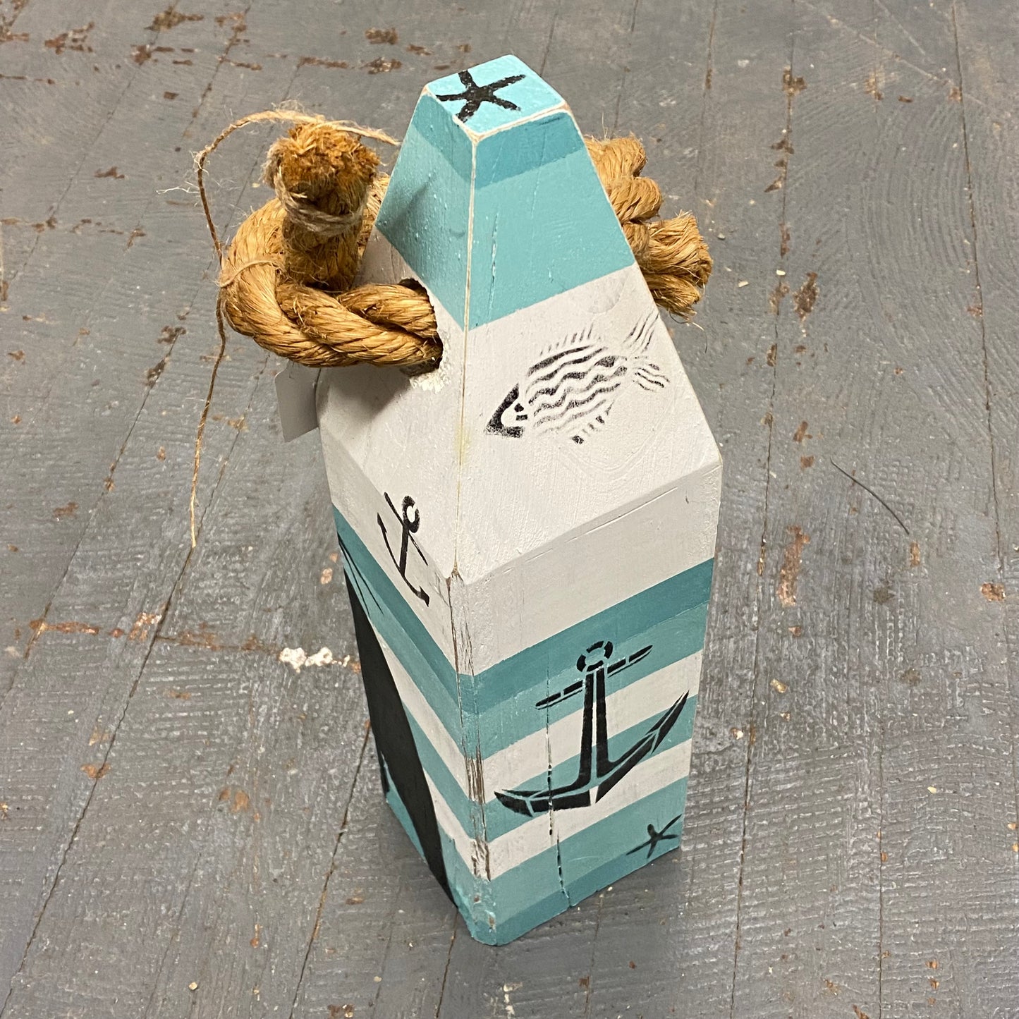 Fun Life Heron Nautical Boat Buoy Wood Pylon Painted Decoration