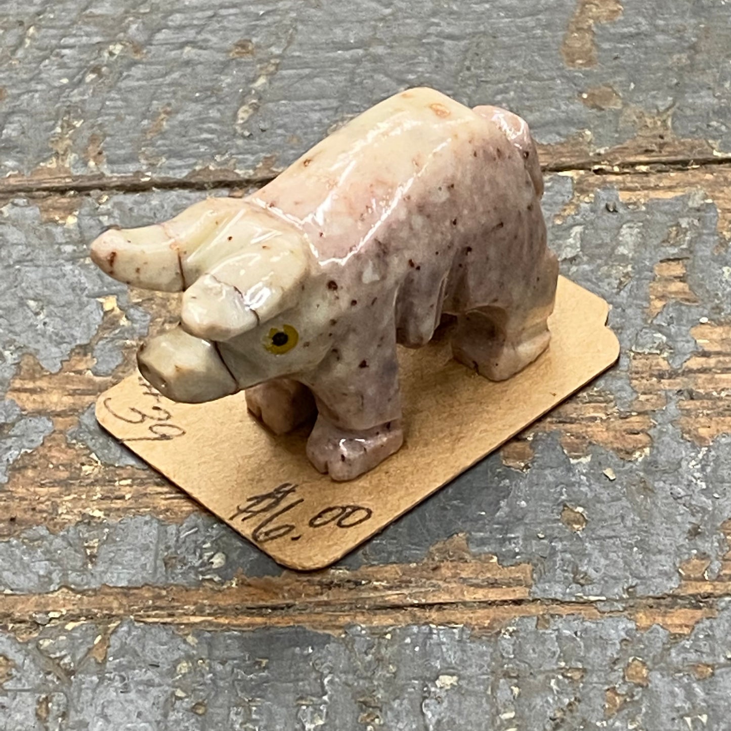 Soapstone Miniature Animal Figurine Farm Pig