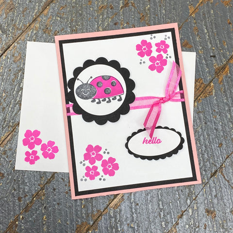 Hello Lady Bug Handmade Stampin Up Greeting Card with Envelope