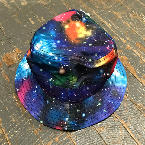 Adult Teen Sun Hat Bucket Hat Ball Cap Bright Blue Galaxy
