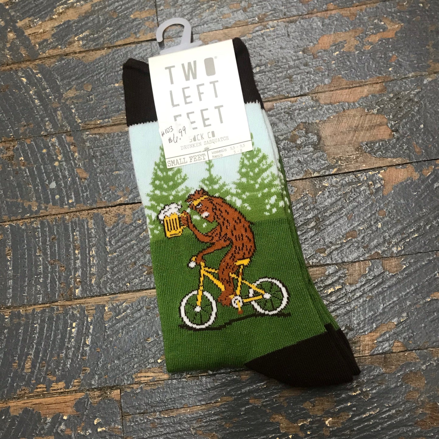 Drunken Sasquatch Big Foot Two Left Feet Pair Socks