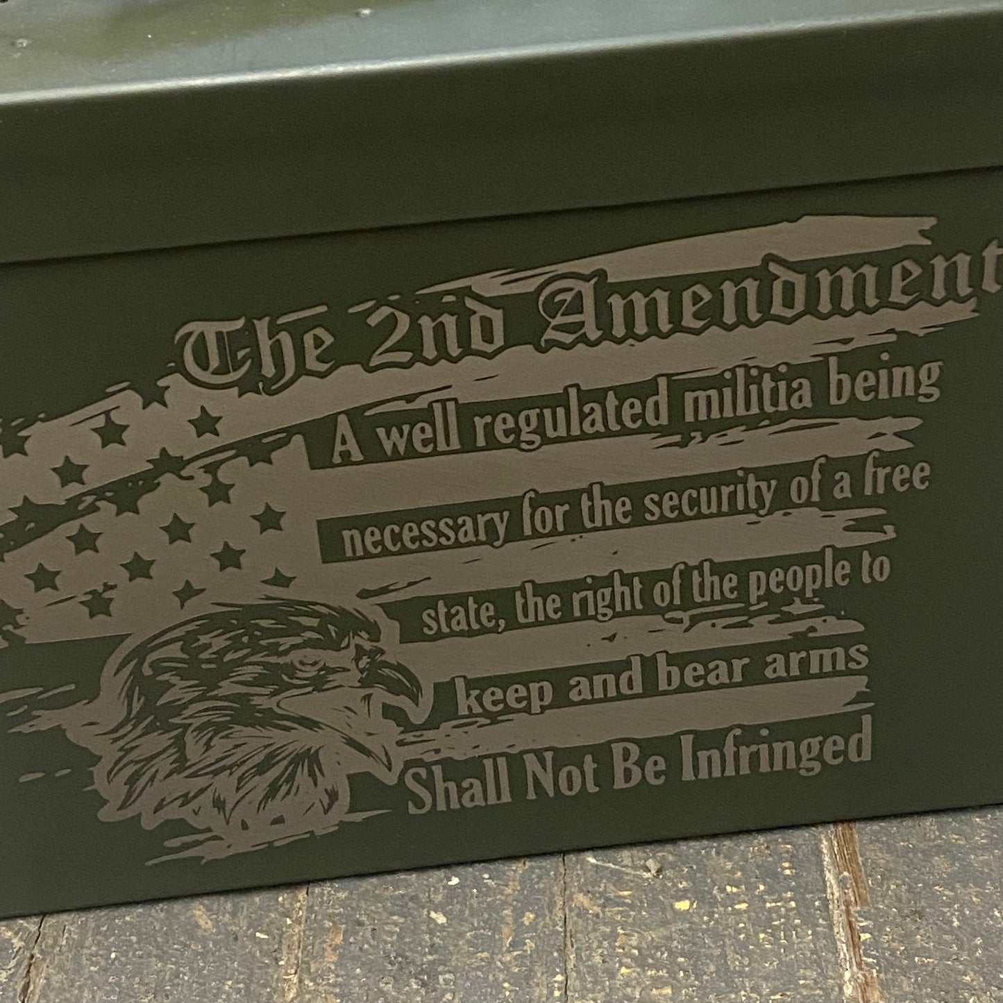 Laser Engraved Metal Military Ammo Can Small 2nd Amendment