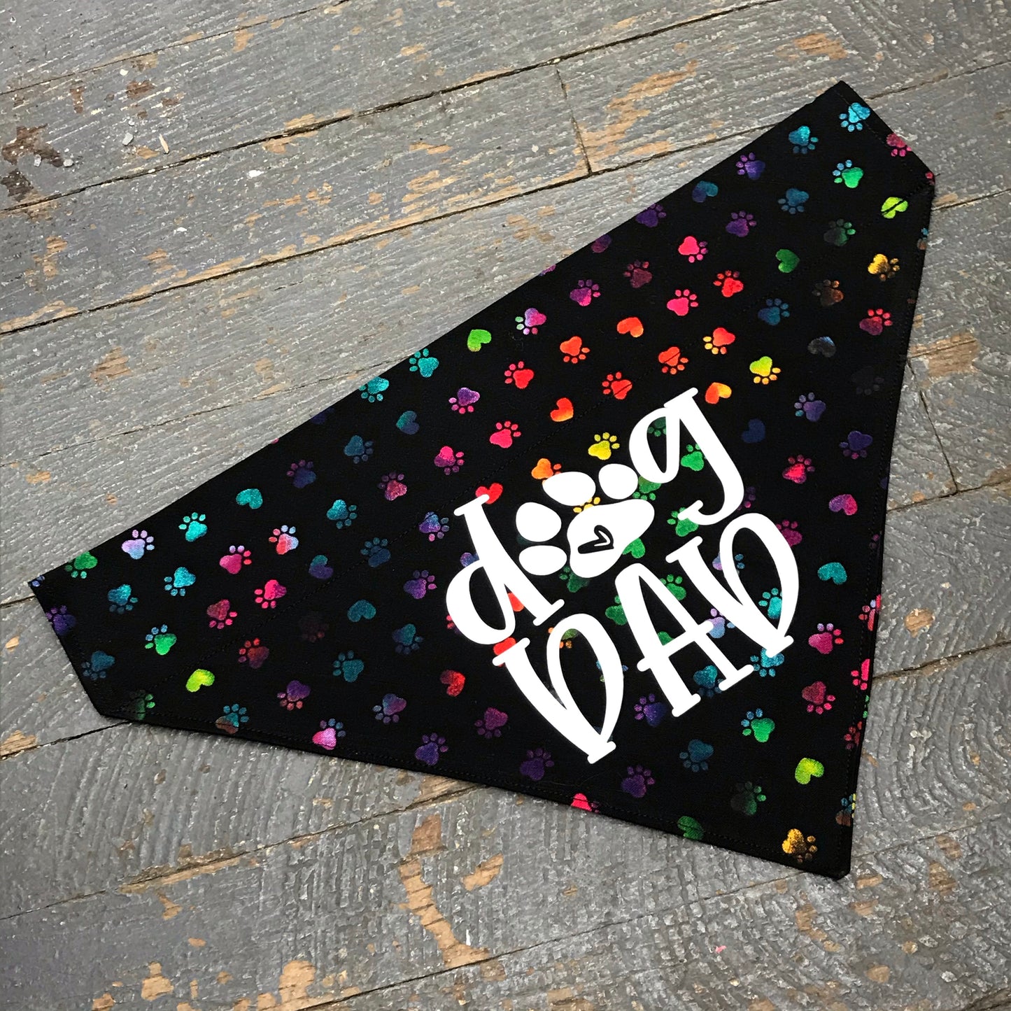 Dog Paw Print Multi Color Dog Dad Dog Collar Pet Bandanna Neck Scarf Large