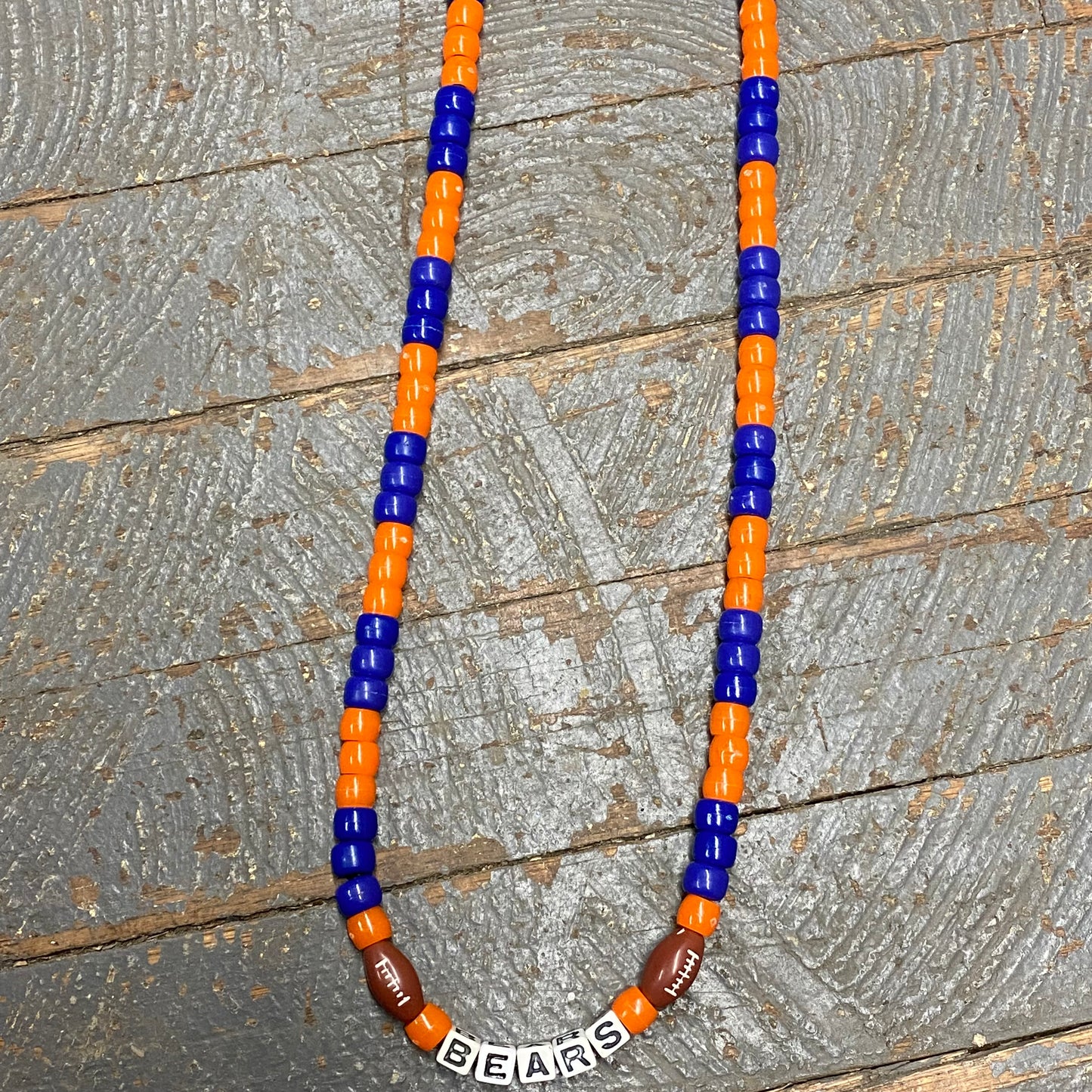 Handmade Beaded Necklace Football NFL Chicago Bears