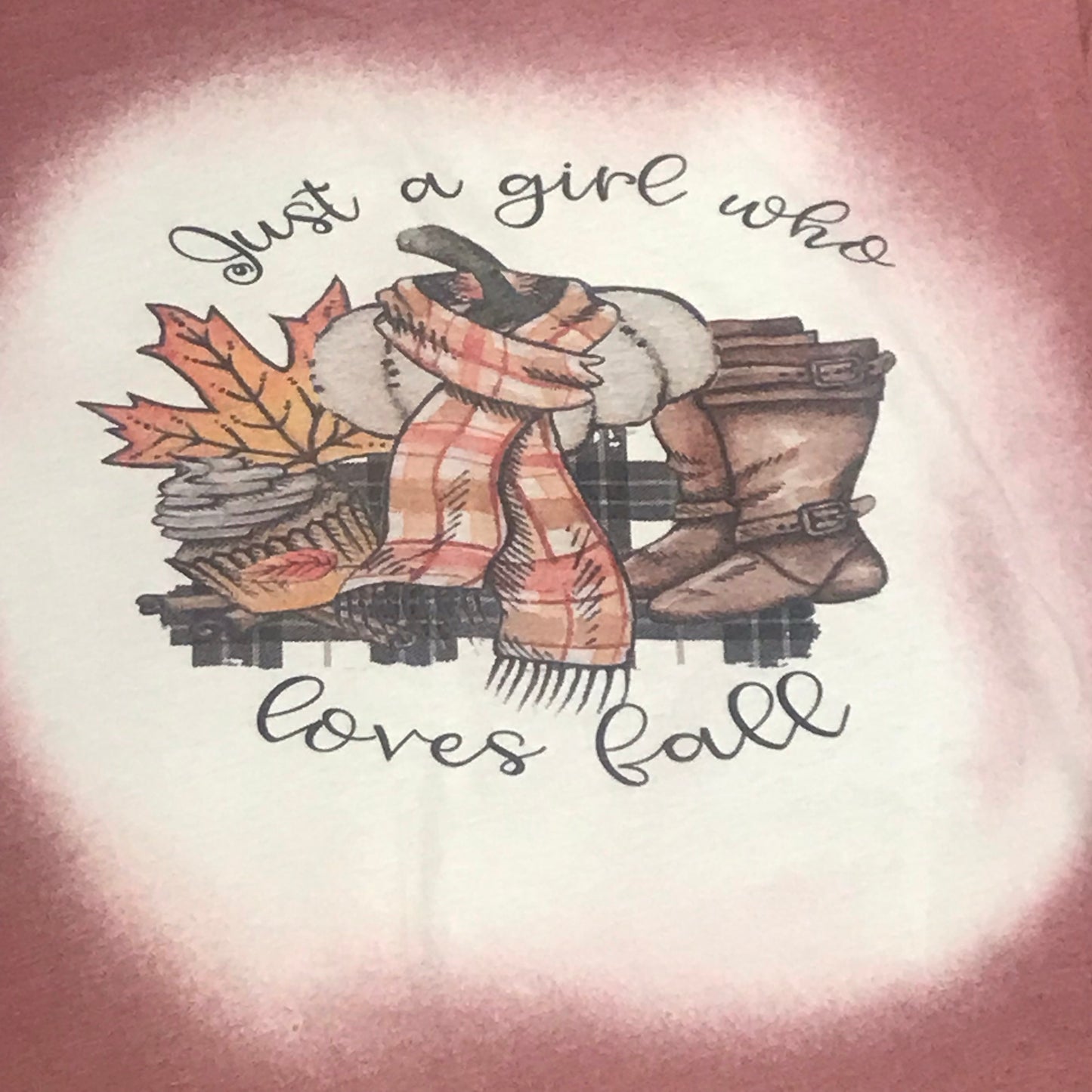 Just Girl Loves Fall Bleached Graphic Designer Short Sleeve T-Shirt