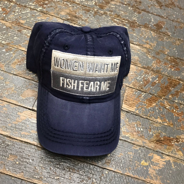 Women Want Me Fish Fear Me Patch Navy Blue Embroidered Ball Cap –  TheDepot.LakeviewOhio
