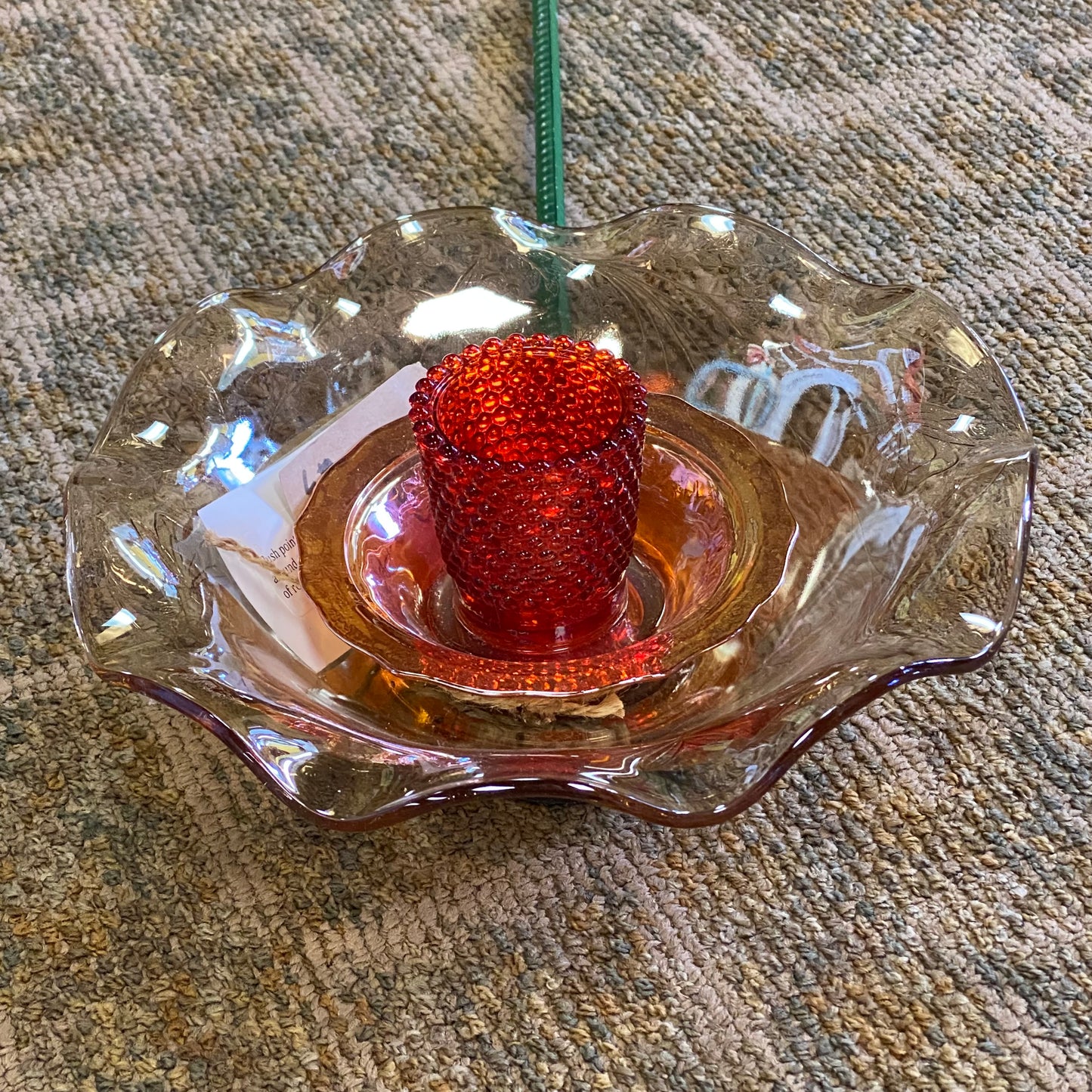 Depression Glass Garden Flower Medium Orange Coral Opaque Red Vase