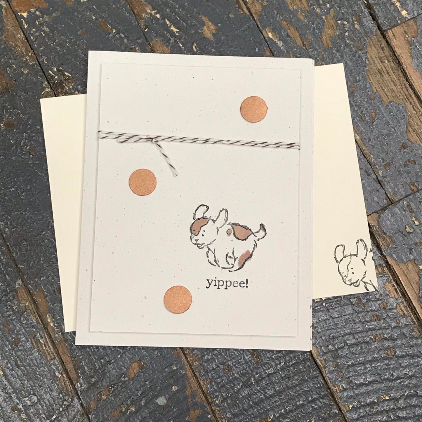 Yippee Dog Handmade Stampin Up Greeting Card with Envelope