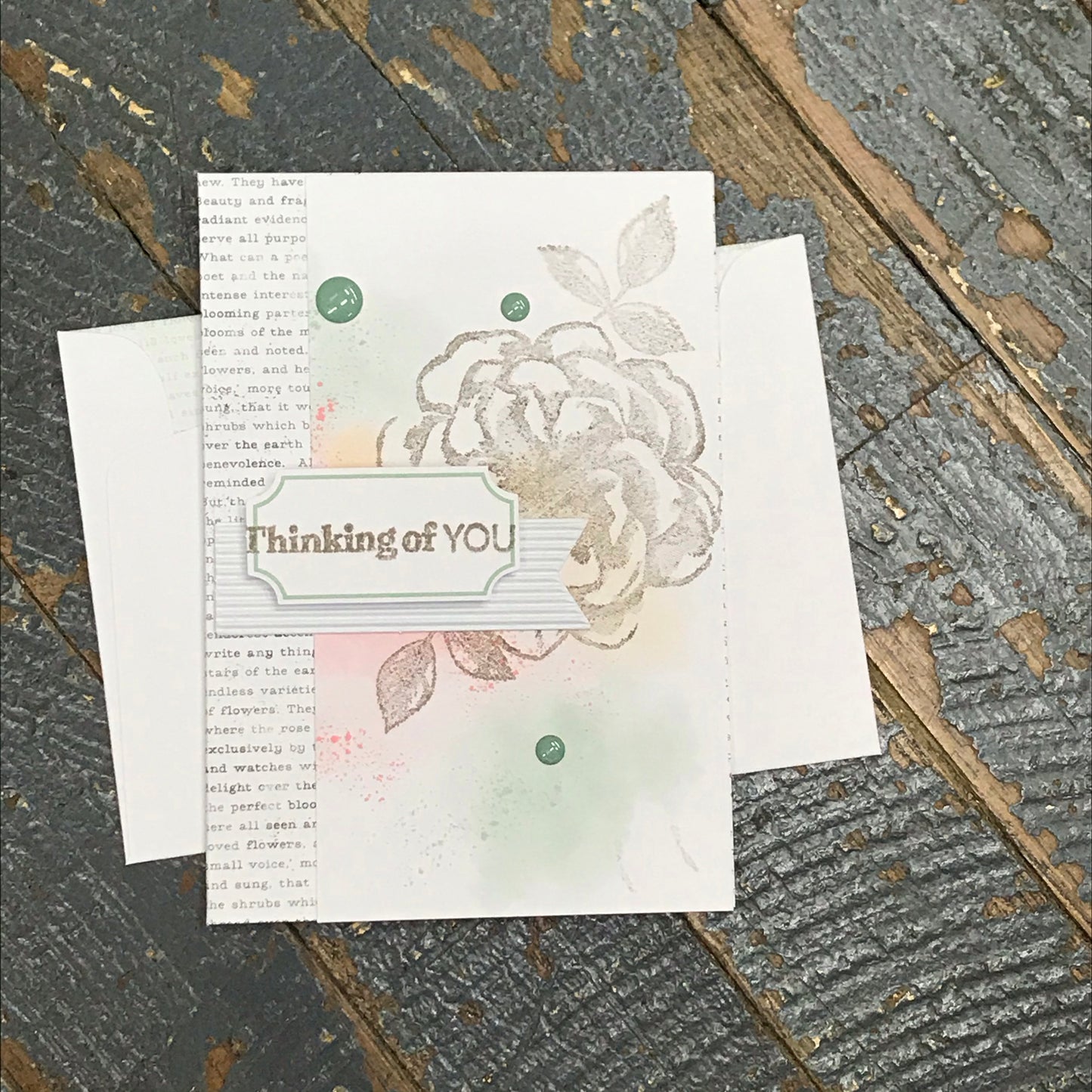 Thinking of You Rose Flower Assorted Handmade Stampin Up Greeting Card with Envelope