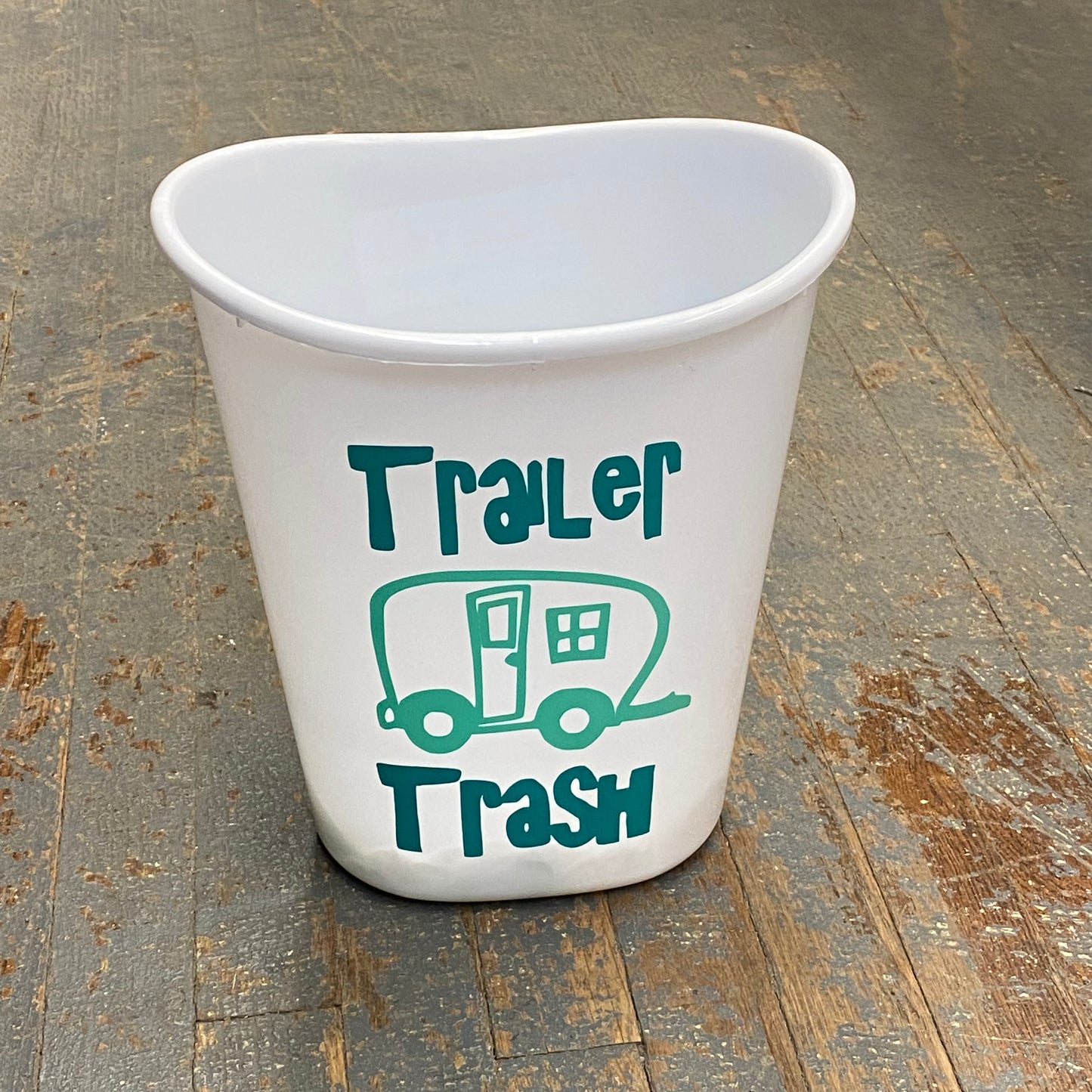 Mini Waste Basket Trailer Trash Camper Can Aqua Teal