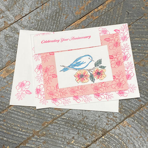 Celebrating Anniversary Blue Bird Design Handmade Stampin Up Greeting Card with Envelope