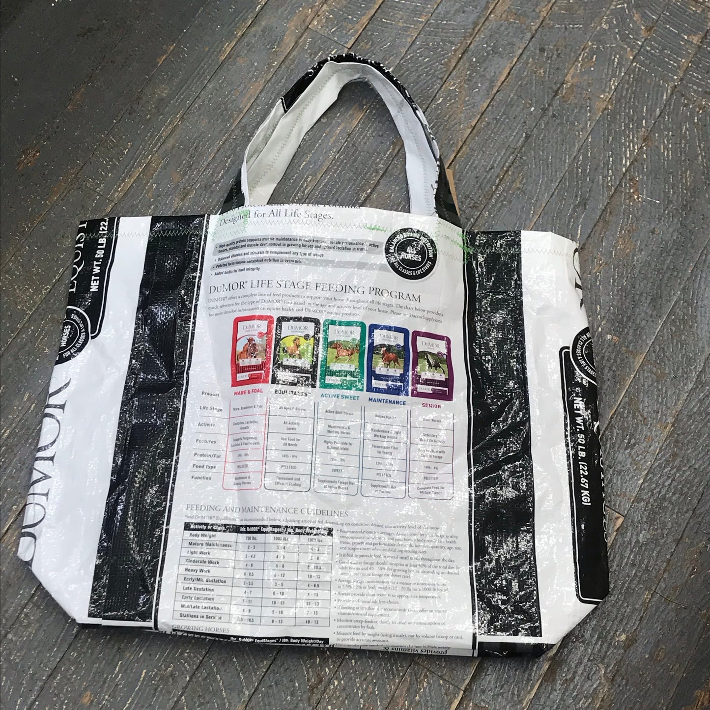 Upcycled Tote Purse Feed Bag Handmade Large Equistages Equine Horse Seed Handle Bag