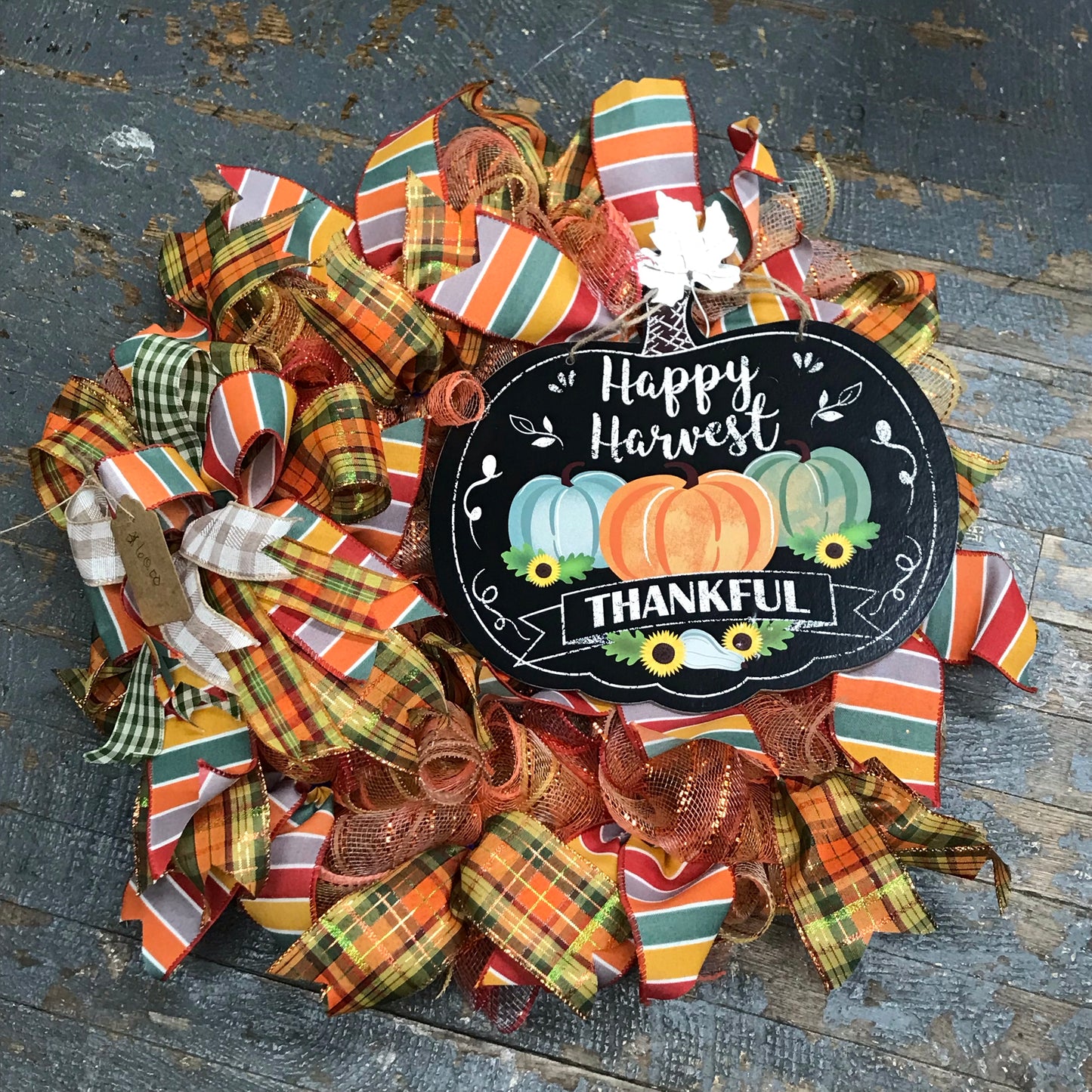 Happy Harvest Thankful Pumpkin Autumn Harvest Seasonal Holiday Wreath Door Hanger