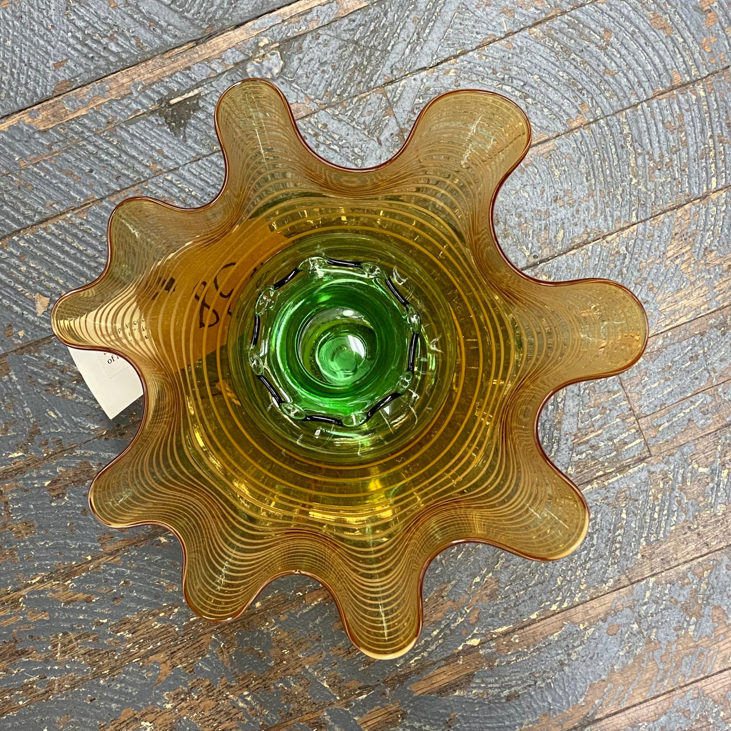 Depression Glass Garden Flower Large Green Plate Amber Swirl Bowl Green Vase