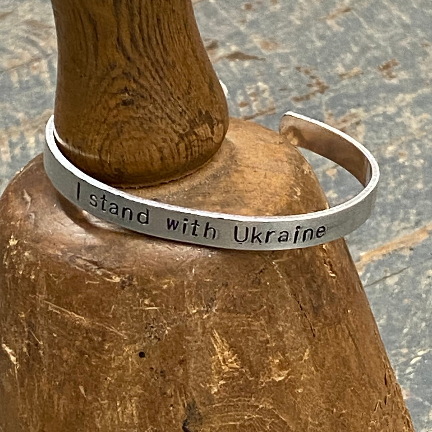 Stand with Ukraine Custom Stamped Cuff Bracelet