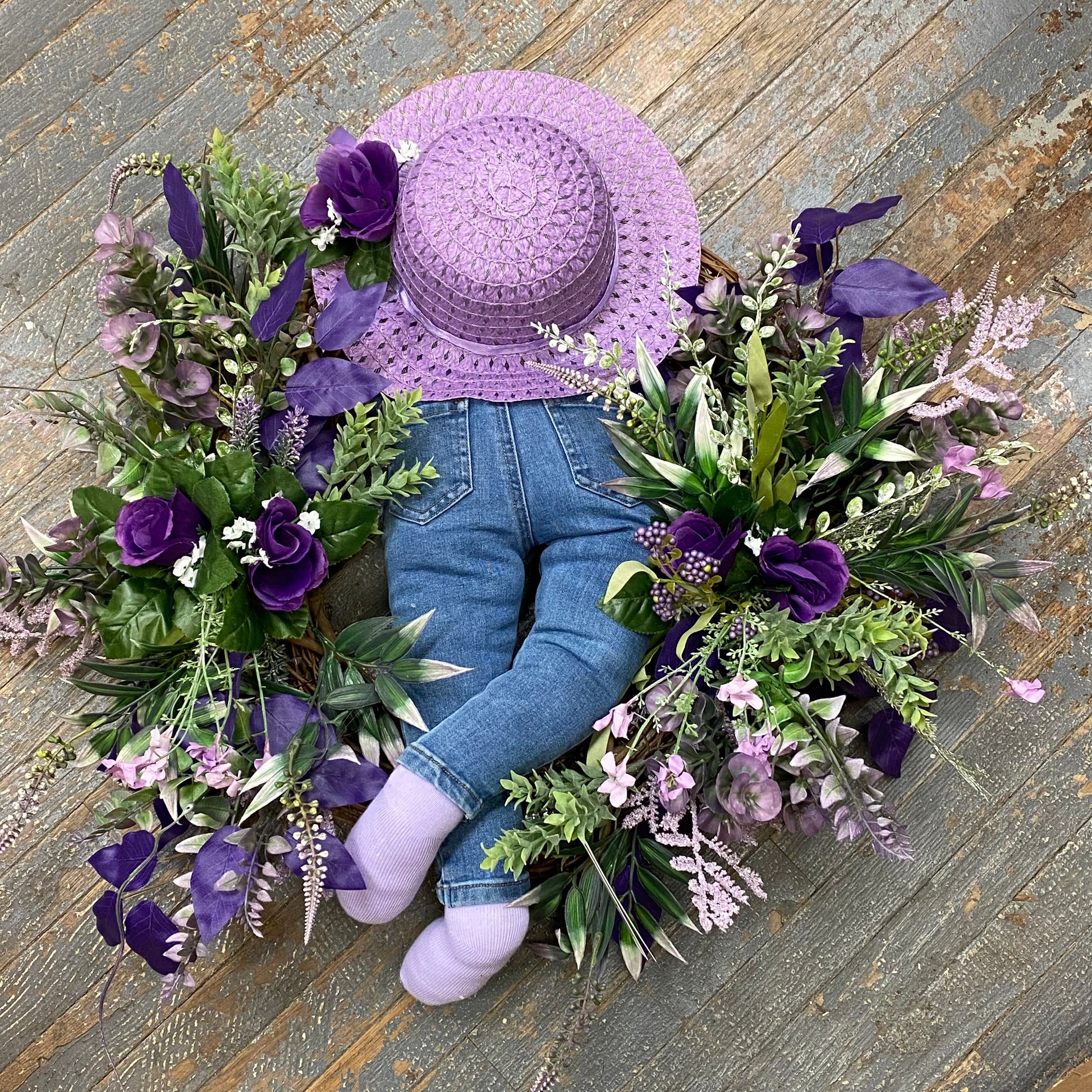 Purple Gardner Floral Grapevine Holiday Wreath Door Hanger