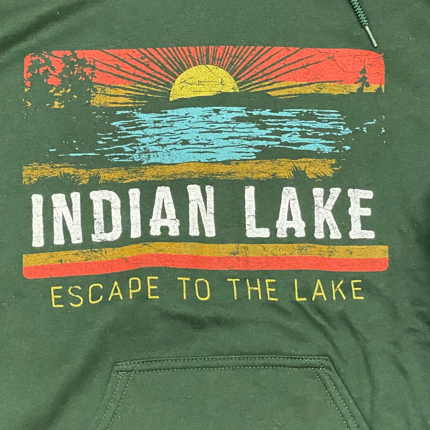 Escape to the Lake Indian Lake Hunter Graphic Designer Long Sleeve Sweatshirt Hoody