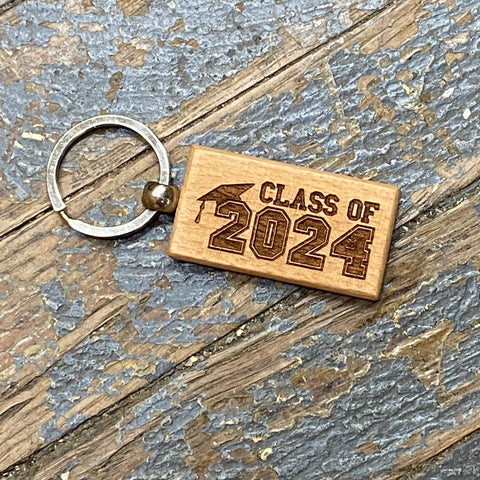 Wood Engraved Key Chain Class of 2024