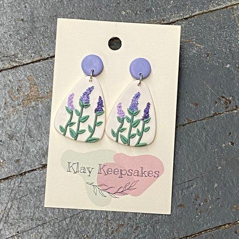 Clay Floral Lavender Post Dangle Earring Set