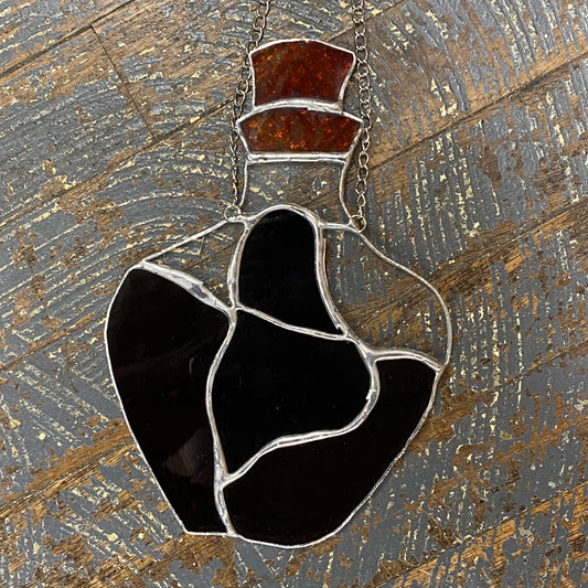 Stained Glass Sun Catcher Ornament Wine Bottle