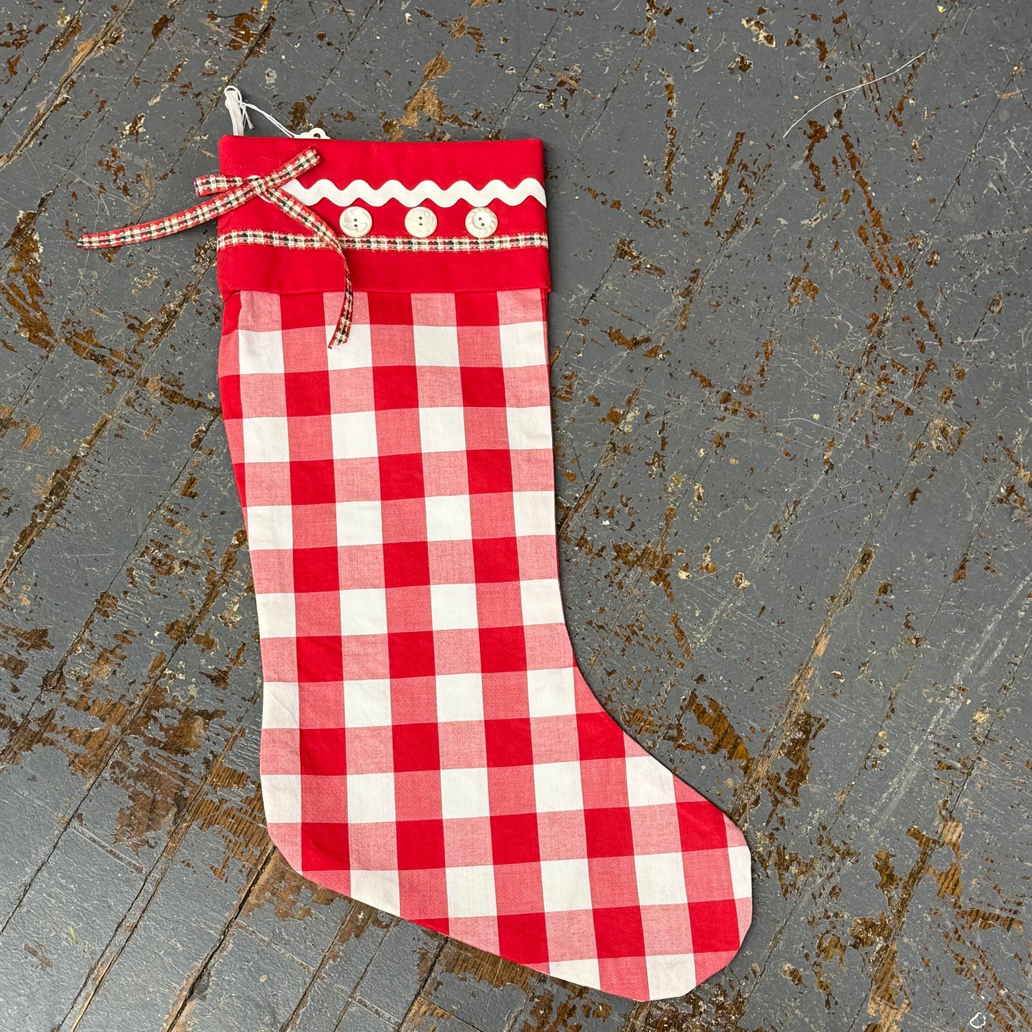 Handcrafted Holiday Stocking Red Plaid