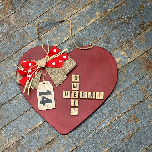Burlap Heart Scrabble Sweetheart Holiday Wreath Door Hanger