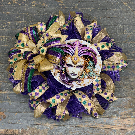 Mardi Gras NOLA Mask Sign Holiday Wreath Door Hanger