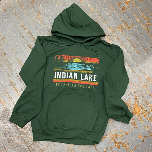 Escape to the Lake Indian Lake Hunter Graphic Designer Long Sleeve Sweatshirt Hoody