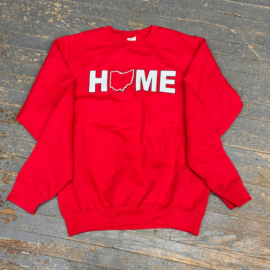 Ohio HOME Red Graphic Designer Long Sleeve Crew Neck Sweatshirt
