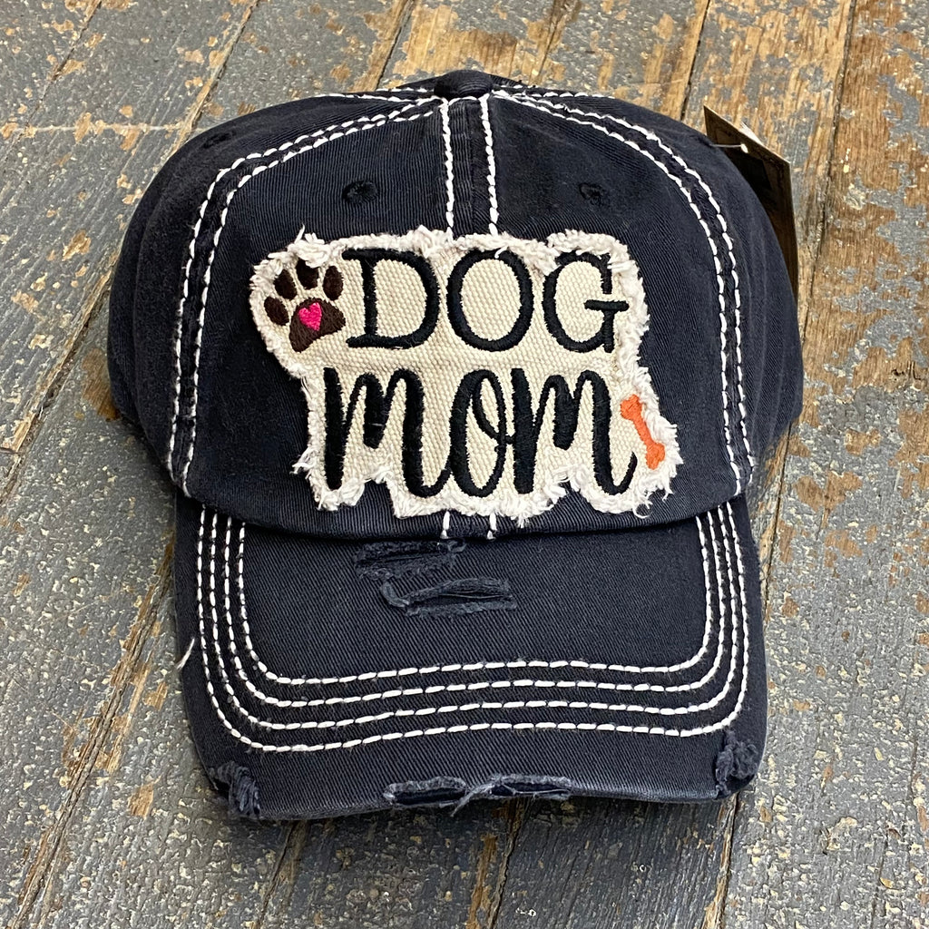 Dog Mom Hat Black Embroidered Ball Cap