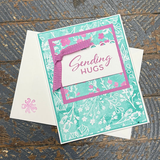 Sending Hugs Floral Handmade Stampin Up Greeting Card with Envelope
