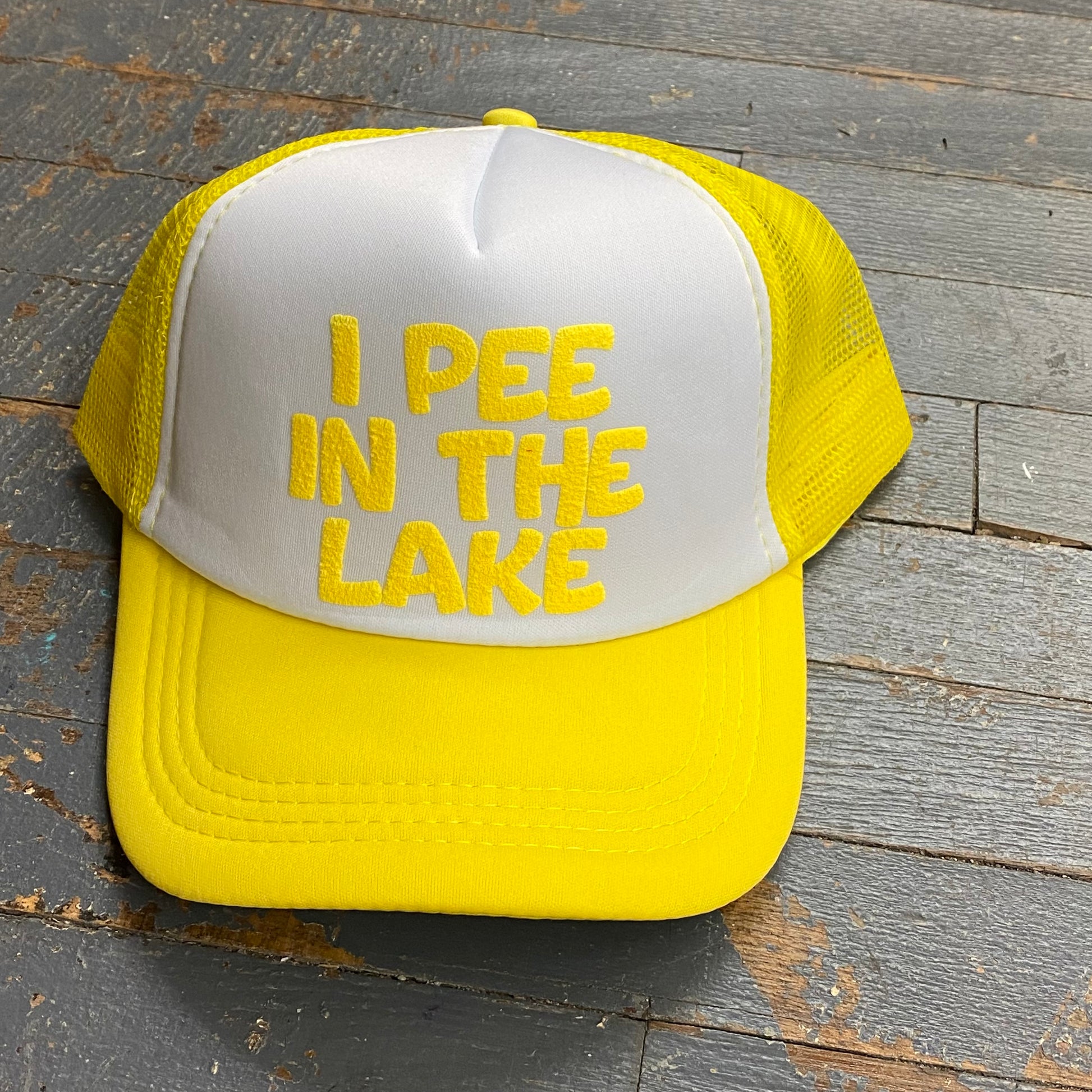 I Pee in the Lake Soft Trucker Ball Cap Yellow