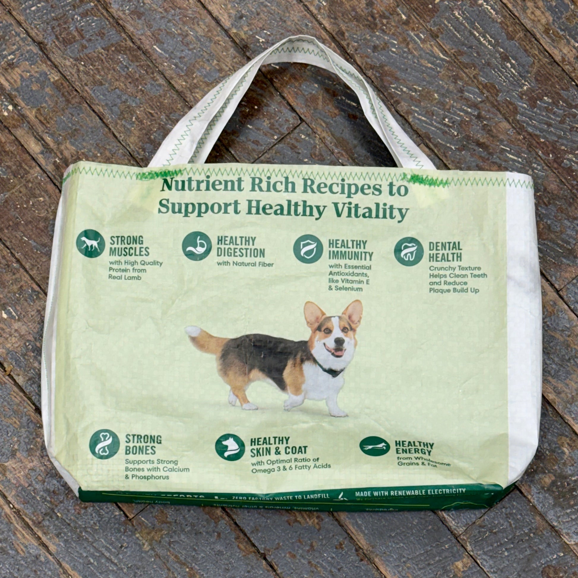 Upcycled Tote Purse Feed Bag Handmade Dog Puppy Seed Handle Bag