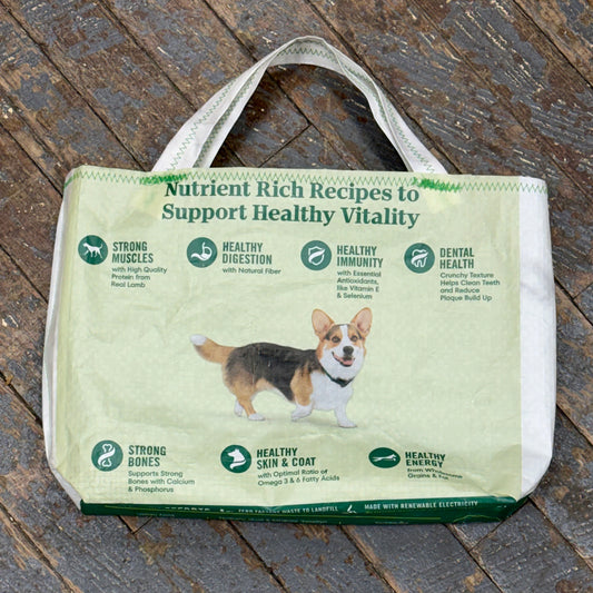 Upcycled Tote Purse Feed Bag Handmade Dog Puppy Seed Handle Bag