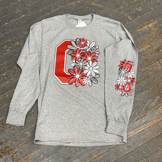 Ohio State Flower Heather Grey Graphic Designer Long Sleeve T-Shirt