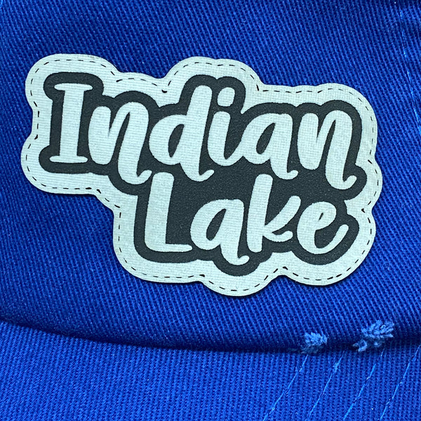 Indian Lake Patch Blue Rugged Ball Cap Hat White