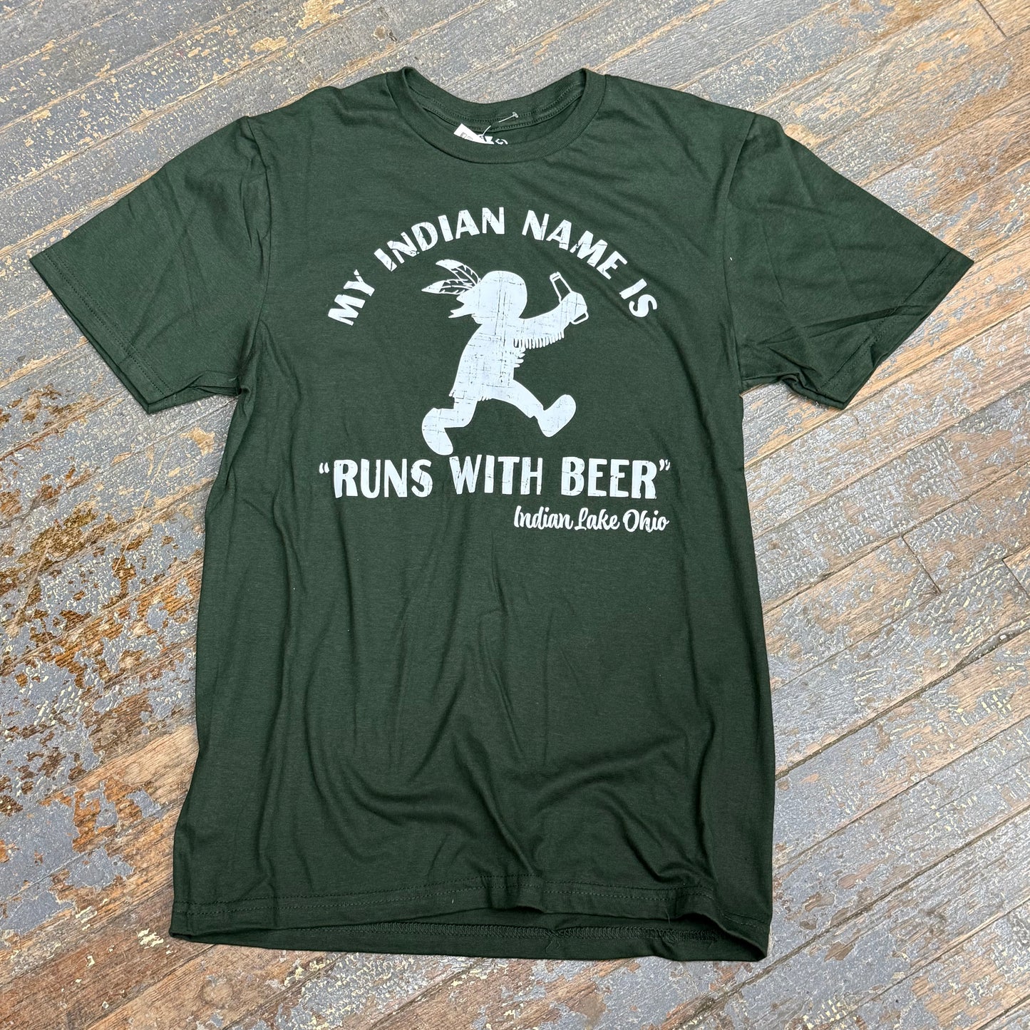 Indian Name Runs Beer Hunter Green Graphic Designer Short Sleeve T-Shirt