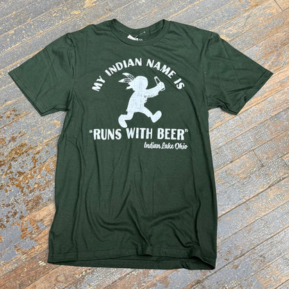 Indian Name Runs Beer Hunter Green Graphic Designer Short Sleeve T-Shirt