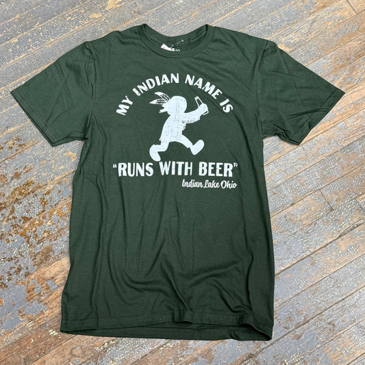 Indian Name Runs Beer Hunter Green Graphic Designer Short Sleeve T-Shirt