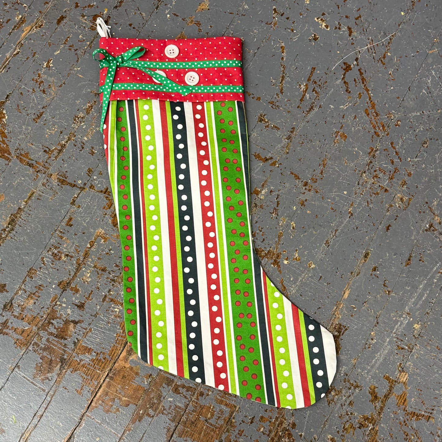 Handcrafted Holiday Stocking Christmas Stripe