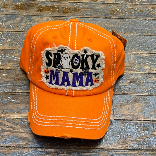 Spooky Mama Patch Rugged Orange Embroidered Ball Cap