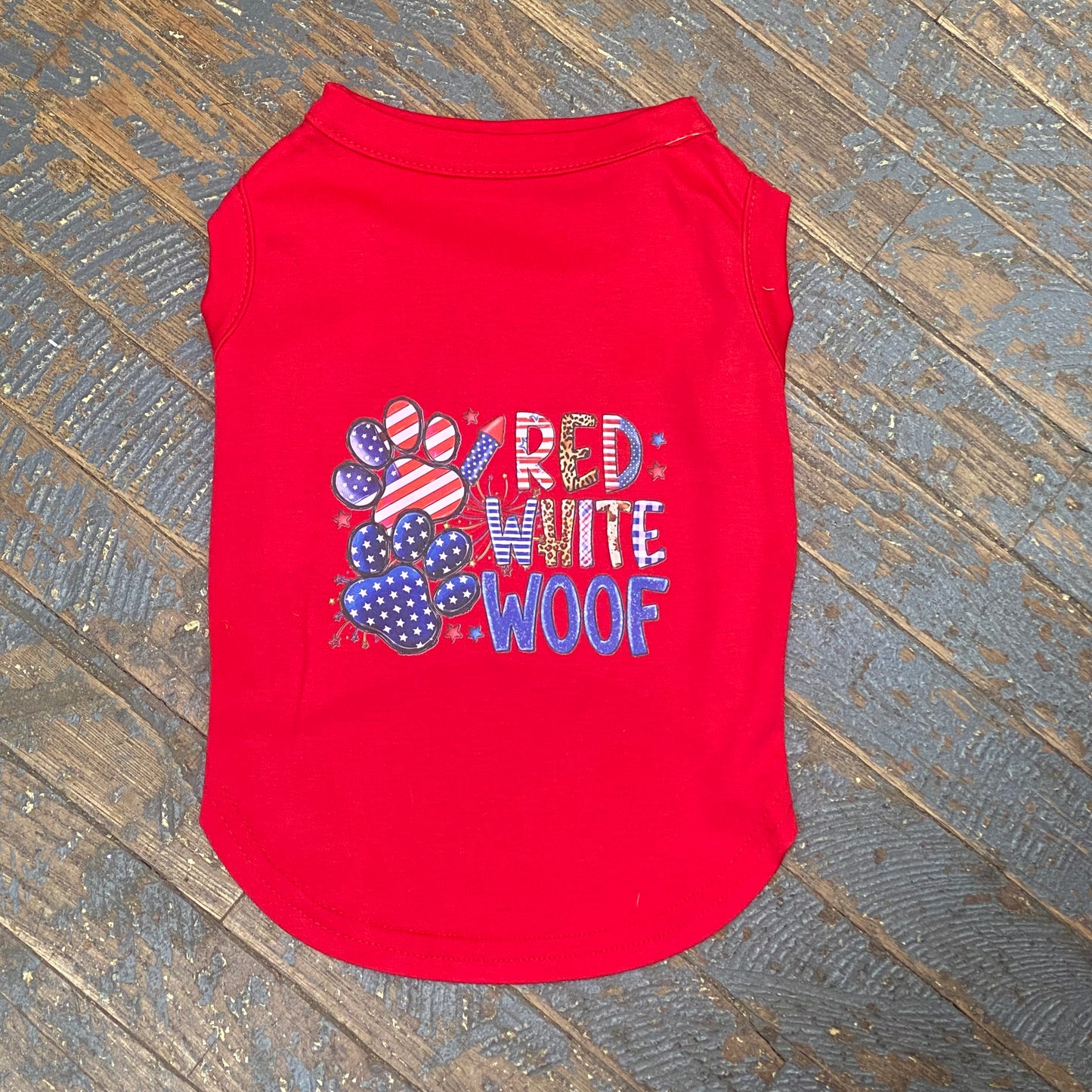 Red White Woof Red Dog Pet T-Shirt Doggie Skins Tank Apparel