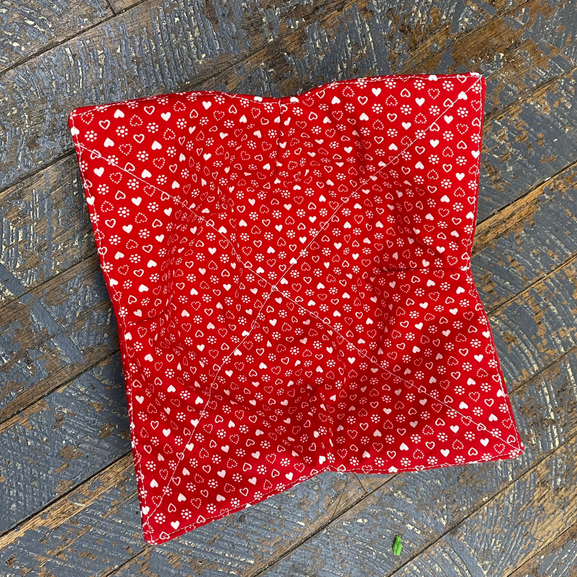 Handmade Fabric Cloth Microwave Bowl Coozie Hot Cold Pad Holder Hearts
