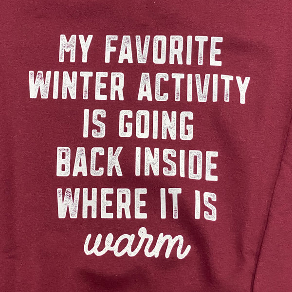 Favorite Winter Activity Back Inside Graphic Designer Long Sleeve Crew Neck Sweatshirt