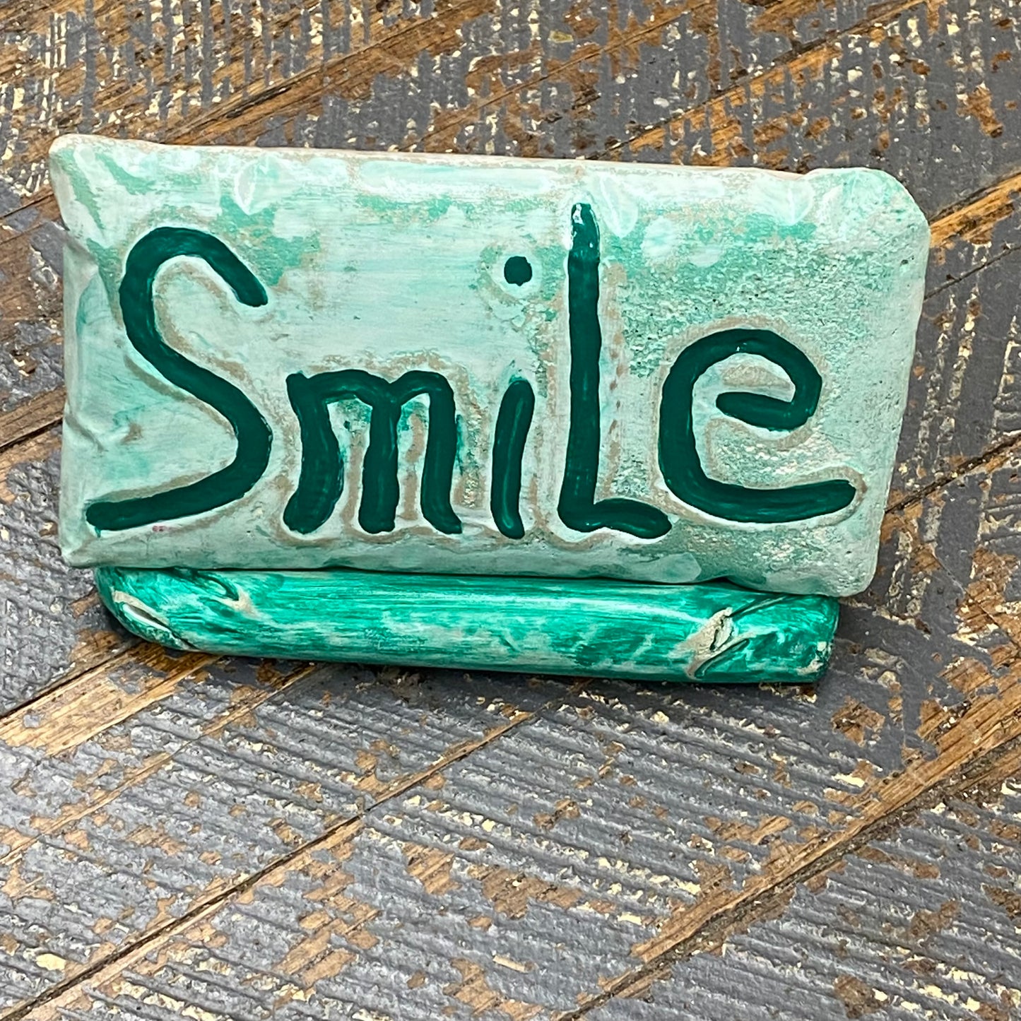 Smile Green Small Concrete Garden Yard Art Stepping Stone