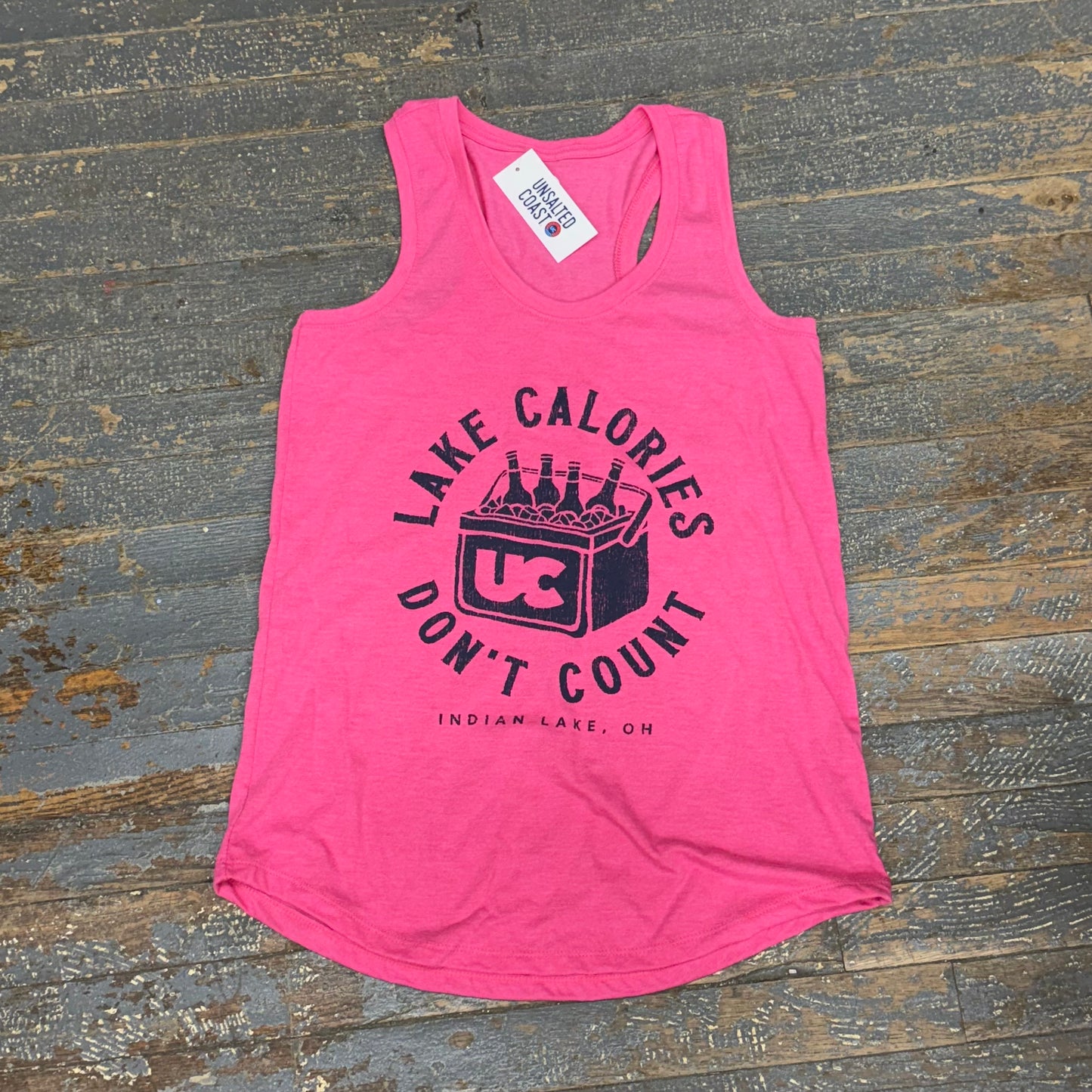 Lake Calories Indian Lake OH Pink Graphic Designer Ladies Tank