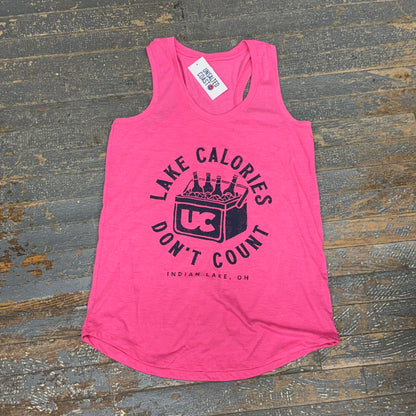 Lake Calories Indian Lake OH Pink Graphic Designer Ladies Tank