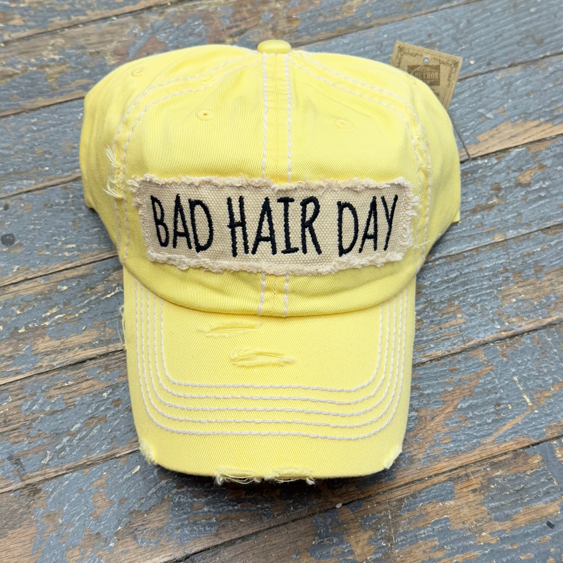 Bad Hair Day Patch Rugged Yellow Embroidered Ball Cap