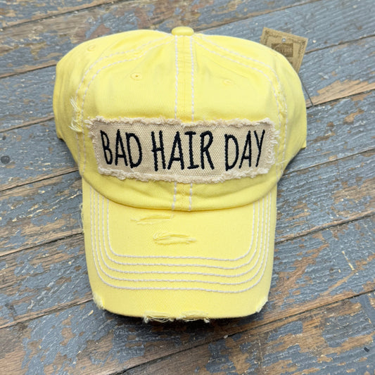 Bad Hair Day Patch Rugged Yellow Embroidered Ball Cap